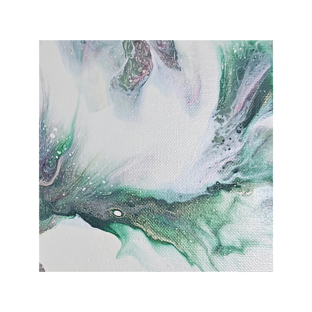 Fluid green and soft pink abstract from RJ Collective's Exploration Series - a study in curiosity, movement, and evolving ideas.