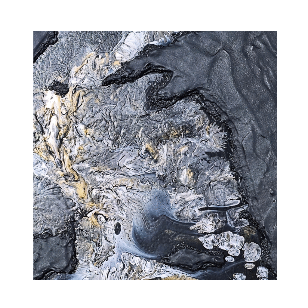 Monochrome and gold textured artwork from RJ Collective - the Legacy Gallery celebrates artistic evolution and craftsmanship.